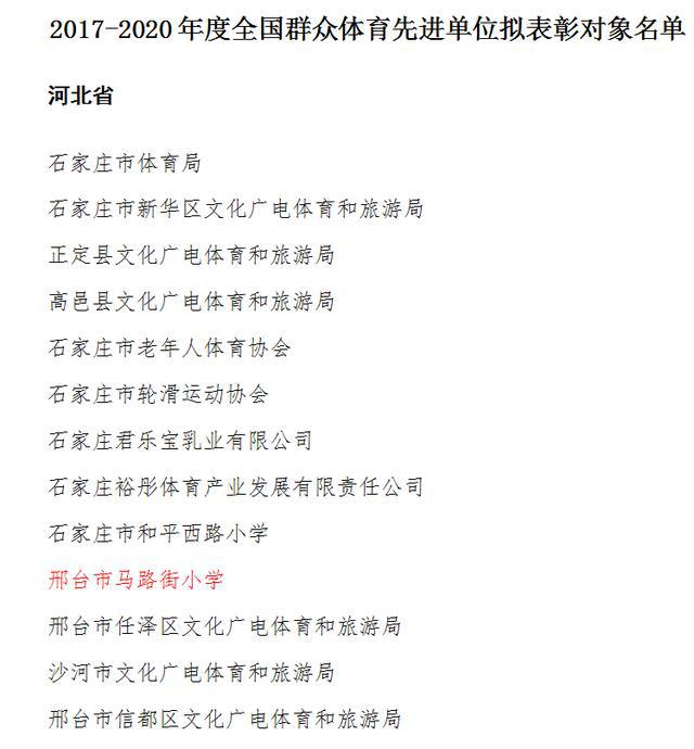 必一运动又一全国荣誉！邢台市马路街小学荣获全国群众体育先进单位(图2)